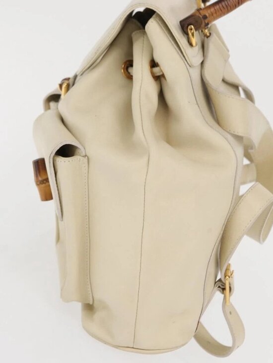 GUCCI Bamboo Backpack Leather Ivory Gold 003 2058 0016 Auth 166281 main image 5